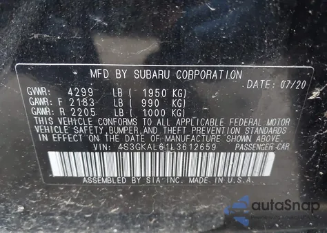 2020 Subaru Impreza Sport из США, поврежденный, VIN 4S3GKAL61L3612659